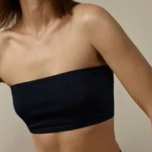 Zara Black and Tan Ribbed Crop Tops